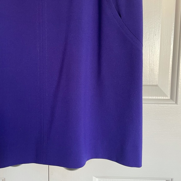 Tahari Seamed A Line half sleeve blue violet dress M 10 EUC - Picture 6 of 15